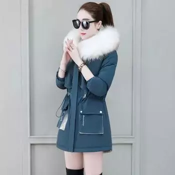 Большие размеры пуховой одежды с хлопковой подкладкой, куртки с хлопковой подкладкой, утолщенные пироги, женские средние и длинные пальто оптом M [Recommended 85-52.5kg]