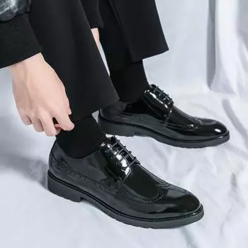 Большие размеры Роскошные высококачественные мужские туфли Модная повседневная обувь Мужская обувь для свадьбы на открытом воздухе Мужская обувь для джентльмена Офис Бизнес 38 чёрный