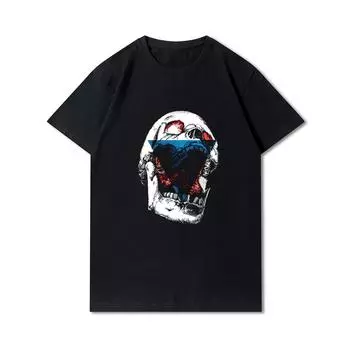 Большие размеры S-3XL, 30 узоров, хлопковая летняя мужская футболка в стиле Харадзюку, футболки большого размера с принтом черепа, футболка с круглым вырезом, повседневные топы XXXL
