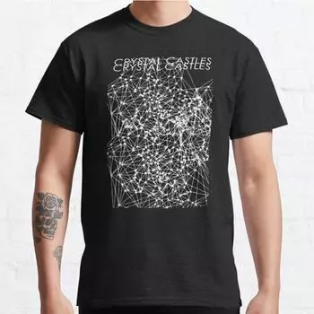 Большие размеры S-3XL Футболка с принтом Crystal Castles Merch, мужские топы, модная одежда, футболки S чёрный