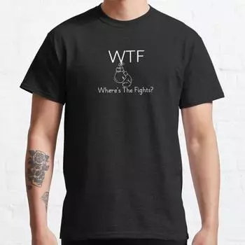 Большие размеры S-3XL WTF Wheres The Fight Shirt and Caps Printed T Shirt Men s Tops Fashion Clothing Tees S чёрный