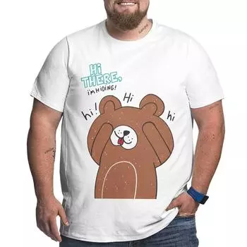 Большие размеры S-6XL для 50-135 кг, кукла-медведь, забавные мужские футболки с принтом, индивидуальные летние дышащие футболки с короткими рукавами в стиле хип-хоп XL серый