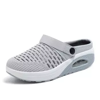 Большие размеры сетчатой женской обуви весенние и летние повседневные сандалии с одной педалью и полуторослойной дышащей легкой воздушной подушкой для женщин 40