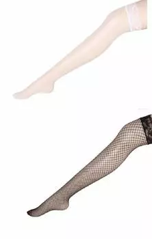 Большие размеры сетчатые колготки комплект из 2 пар до колена кружевные чулки с подвязками для косплея маленькие [Loca Loca] мужские (Черный/белый, сетка)