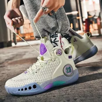 Большие размеры сетчатые мужские дышащие кроссовки новые кроссовки до середины голени для пар фактические боевые баскетбольные кроссовки для тренировок 35