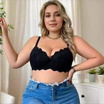 Большие размеры сексуальные кружевные бюстгальтеры пуш-ап бюстгальтер без косточек нижнее белье тонкие чашки бюстгальтер больших размеров женское нижнее белье женское нижнее белье женский бюстгальтер 90D чёрный