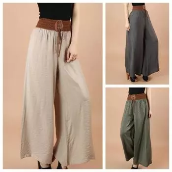 Большие размеры, широкие брюки, винтажные повседневные бандажные женские брюки с высокой талией, повседневные брюки большого размера, Femme One Size армия зеленый