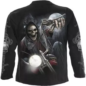 Большие размеры Смешные черепа Мотоцикл мужские футболки с длинным рукавом готический стиль панк-рок уличная одежда хип-поп футболка одежда M