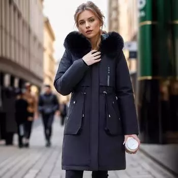 Большие размеры, средние и длинные, одежда, новая модная одежда с хлопковой подкладкой, женская свободная модная куртка с хлопковой подкладкой M армия зеленый