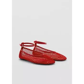 Большие размеры танцевальной обуви Hole Shoes - Круглая носовая часть с плоским дном Сетчатая дышащая балетная пряжка на поясе Женская обувь 35 чёрный