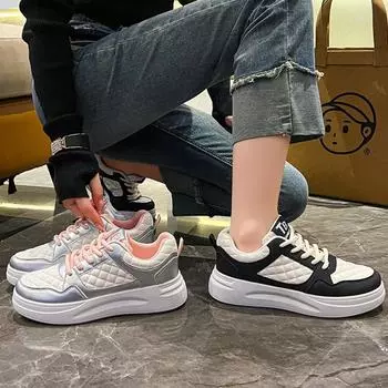 Туфли большого размера на толстой подошве с цветными блоками белого цвета для женщин 35 чёрный