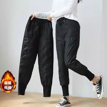 Большие размеры, толстые, свободные, тонкие, теплые, женские брюки, легкие, повседневные брюки M чёрный
