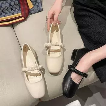 Большие размеры, тонкий каблук, женские весенние туфли с квадратным носком и плоским дном, женские туфли Мэри Джейн, маленькие кожаные туфли 35