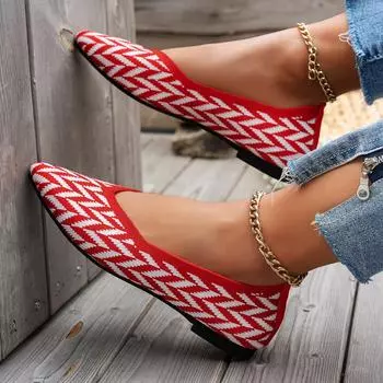 Большие размеры трикотажные цветные однотонные туфли женские повседневные туфли на плоской подошве с одной педалью ленивые рабочие туфли Doudou 36 красный