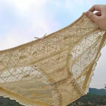 Большие размеры трусов милые трусики французского стиля для женщин маленькие трусики жаккардовые трусики с котом сексуальные сетчатые кружевные треугольные трусики для девочек M