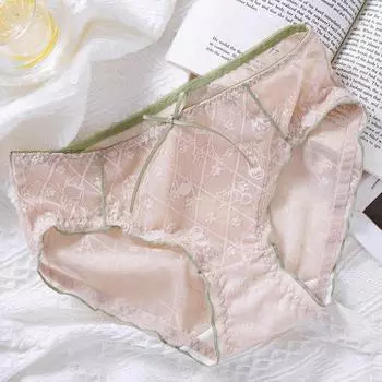 Большие размеры трусов милые трусики французского стиля для женщин маленькие трусики жаккардовые трусики с котом сексуальные сетчатые кружевные треугольные трусики для девочек M