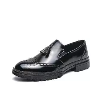 Большие размеры туфли с бахромой модные деловые туфли кожаные туфли в британском стиле туфли с гравировкой Brock кожаные туфли для жениха свадебные туфли 38