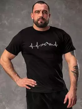 Большие размеры, уличная одежда в стиле хип-хоп, мужские футболки с горным принтом, футболка в стиле Харадзюку, хлопковые повседневные топы, летние футболки с короткими рукавами XL чёрный