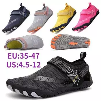 Большие размеры унисекс обувь для плавания в воде мужские босиком уличные пляжные сандалии вверх по течению аква-обувь нескользящие кроссовки для дайвинга в реке и море 47 чёрный