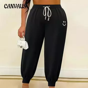 Большие размеры, утепленные брюки, осенние, простые, с эластичной резинкой на талии, утолщенные, с завышенной талией, брюки-харен, маленькие 1XL чёрный