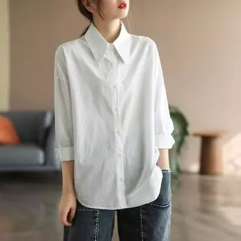 Большие размеры Весенняя блузка на пуговицах Повседневная рубашка с длинным рукавом Женская клетчатая принтовая одежда с длинным рукавом Свободная L зелёный