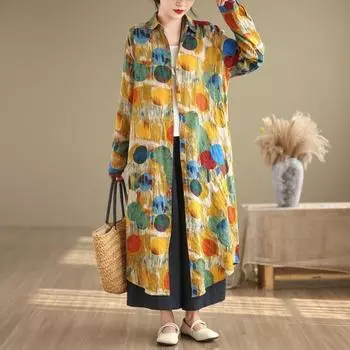 Большие размеры Весна Длинные рубашки Платье Женщины Горошек Принт Повседневные Большие Длинные Рукава Женские Платья Свободные Плиссированные Женские Платья L