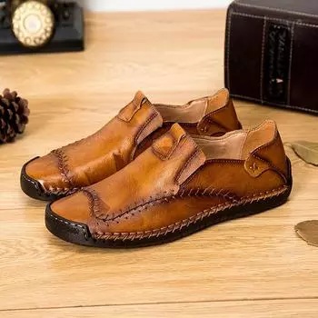 Большие размеры Весна и осень Новые мужские дышащие туфли Модные повседневные мужские туфли из натуральной кожи Мягкая подошва Wild Men s 38