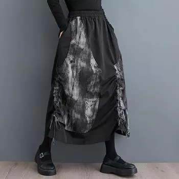 Большие размеры Высокая талия винтаж Весна лето осень повседневная свободная длинная для женщин юбки женская юбка