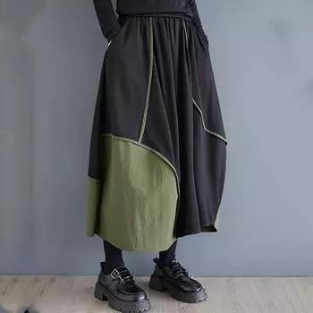 Большие размеры Высокая талия винтаж Весна Лето Осень повседневная свободная длинная для женщин юбки женская юбка