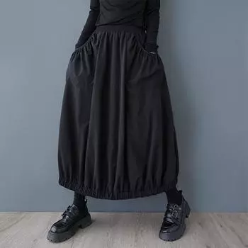 Большие размеры Высокая талия винтаж Весна Лето Осень повседневная свободная длинная для женщин юбки женская юбка чёрный