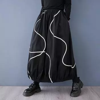 Большие размеры Высокая талия винтажная черная весна лето осень повседневная свободная длинная для женщин юбки женская юбка