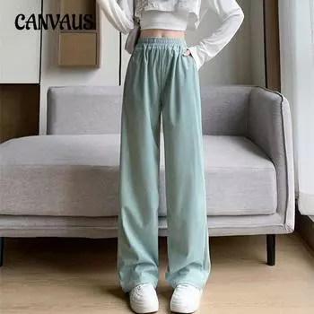 Большие размеры вельветовые прямые повседневные брюки женские весна-осень широкие брюки