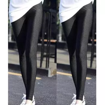 Большие размеры, вес 40-115 кг, женские повседневные леггинсы с эластичной резинкой на талии, большие блестящие леггинсы, эластичные леггинсы, спортивные штаны, леггинсы для тренировок 2XL чёрный