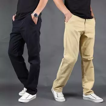 Большие размеры весна и осень новые модные простые комбинезоны свободные повседневные брюки однотонные спортивные прямые брюки 29 хаки