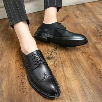 Большие размеры весна и осень новые мужские низкие повседневные деловые туфли ретро молодежные свадебные кожаные туфли 38