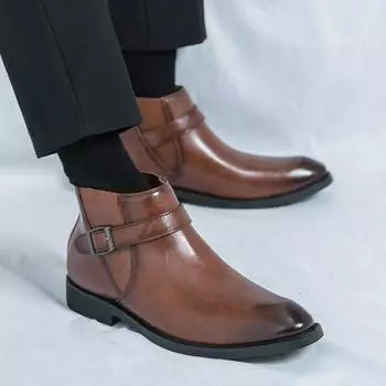 Большие размеры высокие кожаные туфли мужские новые деловые туфли британская и корейская версия модные короткие кожаные ботинки мужские ботинки Martin 38