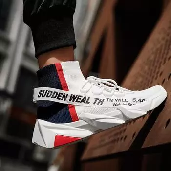 Большие размеры высокие кроссовки-мушки мужские трендовые носки обувь модная мужская обувь летний тренд 39