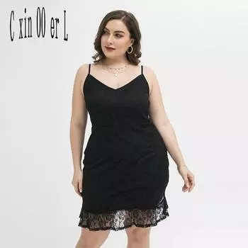 Большие размеры Xl-4xl, новые модные женские сексуальные кружевные ночные платья для вечеринок, коктейльные клубы, черные свободные блузки с открытой спиной, платья Blusas XL чёрный