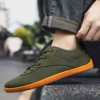 Большие размеры Zero Drop удобные тренировочные минималистичные кроссовки для бега нескользящие балетки с широким босым носком повседневная парусиновая обувь 41 зелёный