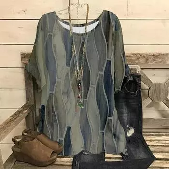 Большие размеры Женская 3D-печатная свободная футболка с длинными рукавами Модные женские рубашки 7XL