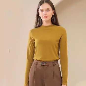 Большие размеры Женская базовая рубашка Повседневные футболки с длинным рукавом Однотонные облегающие свитера Футболки Рубашки Женская уличная одежда Базовые футболки Теплые топы M чёрный