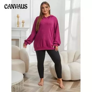 Большие размеры Женская домашняя одежда Осенняя спортивная повседневная толстовка с капюшоном Леггинсы Костюм из двух частей 1XL фиолетовый