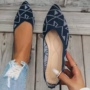 Большие размеры Женская мода балетки Летние повседневные остроносые туфли для мам 36 чёрный