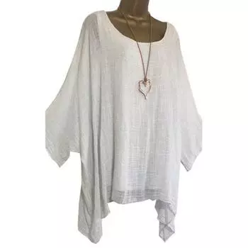 Большие размеры Женская мода свободная рубашка повседневная с длинным рукавом женская однотонная длинная рубашка с круглым воротником S белый