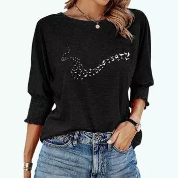 Большие размеры женская модная футболка с круглым вырезом весна-лето повседневная свободная футболка с принтом сердца S белый