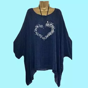 Большие размеры Женская модная свободная рубашка из хлопка и льна весна-лето Повседневная тонкая рубашка с длинным рукавом Женская принтованная круглая горловина Неровный подол Длинная рубашка S белый