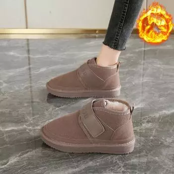 Большие размеры Женская обувь Хлопковая обувь Зимняя новая плюшевая 100 модная теплая обувь на платформе для студенток 36 чёрный