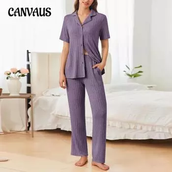 Большие размеры Женская осенняя домашняя одежда с короткими рукавами Брюки Кардиган Пижамный комплект с лацканами S чёрный