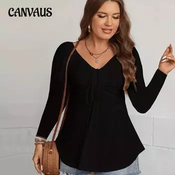 Большие размеры Женская осенняя повседневная простая мода Все для поездок на работу с блузкой с длинным рукавом 1XL чёрный