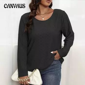 Большие размеры Женская осенняя простая сексуальная новая свободная тонкая блузка с длинными рукавами 1XL чёрный